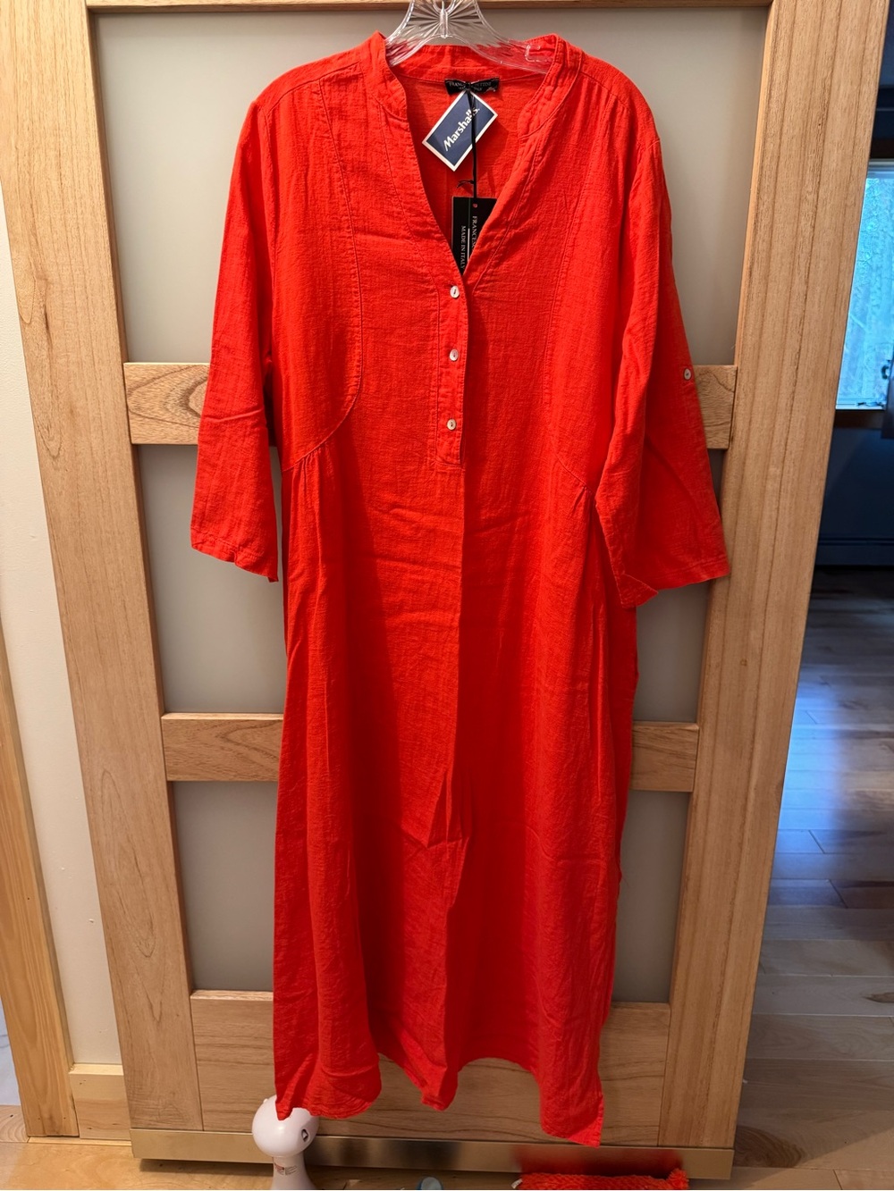 Marabella Red Maxi Dress - Lightweight Button-Front Caftan